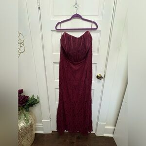 NWT Fashion Nova Burgundy Lace Maxi Gown 2X
